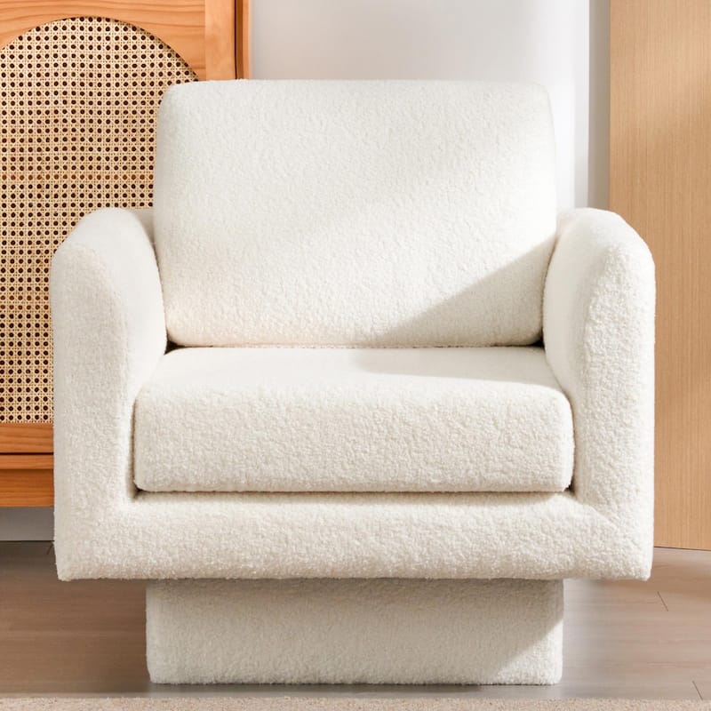 360°Swivel Accent Chair,Teddy Sherpa Round Armchair,Thick Padded Single Lounge Sofa,Upholstered Comfy Barrel Chair