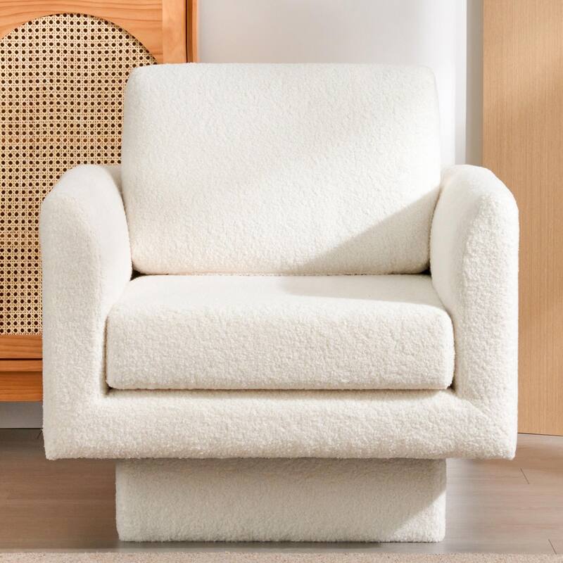 Luxurious Teddy Velvet Swivel Chair for Ultimate Comfort and Style - Cream
