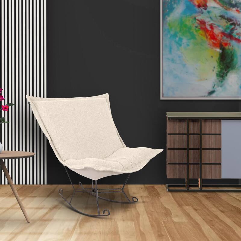 Allan Andrews Scroll Puff Rocker with Titanium Frame, Barbet Collection