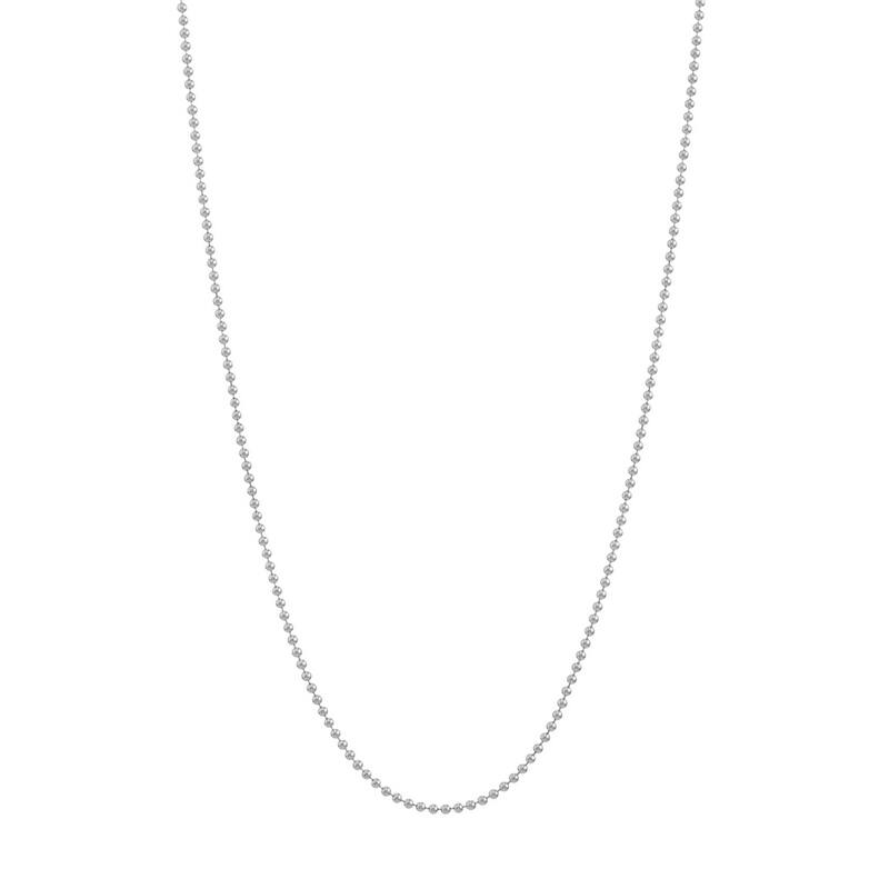 Curata 14k White Gold 1mm Polished Bead Chain Necklace (Lobster) Options: 16 18 20