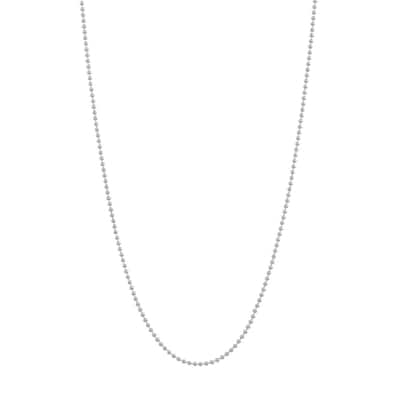 Curata 14k White Gold 1mm Polished Bead Chain Necklace (Lobster) Options: 16 18 20