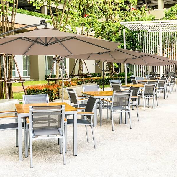 cantilever patio umbrella with solar lights 9/10/11/12ft Solar LED Square Cantilever Patio Umbrella