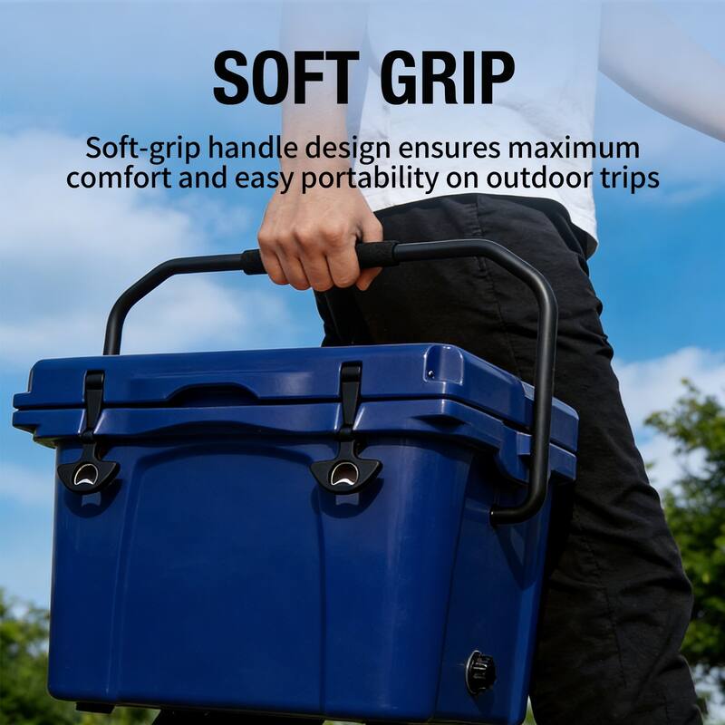 25QT Portable Cooler, Insulated Hard Cooler with Bottle Opener, Cup Holder, Forming Ruler, Travel, Beach, Camping, Fishing