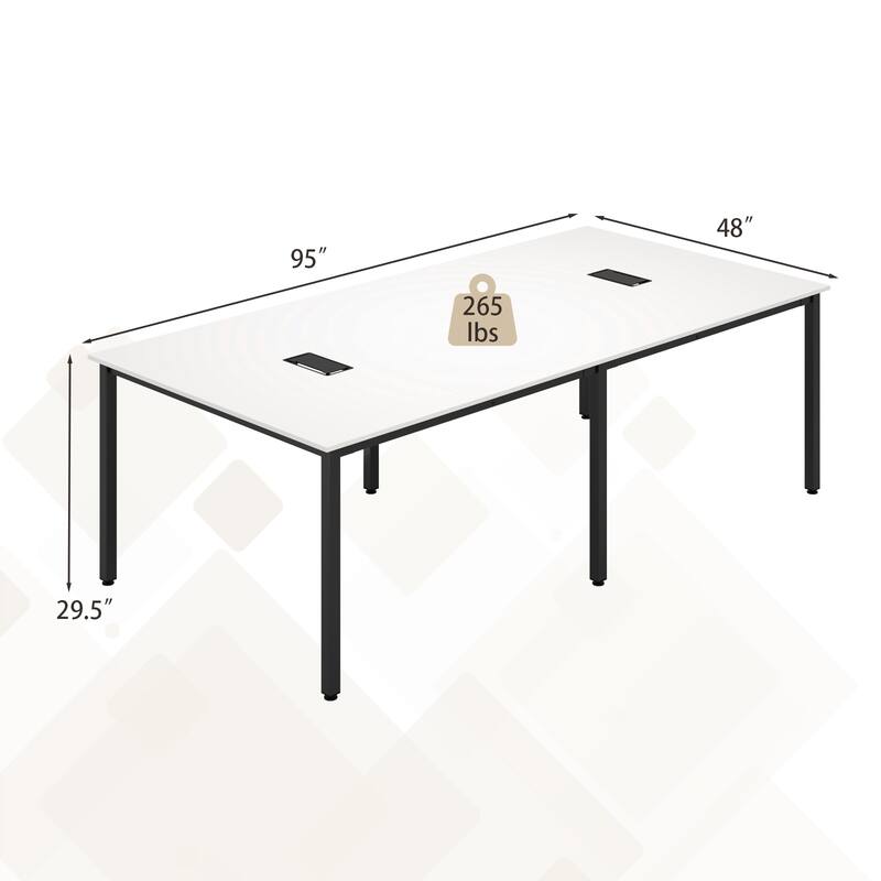Engineered Wood Conference Table for 10 with Cable Grommets and Metal Frame