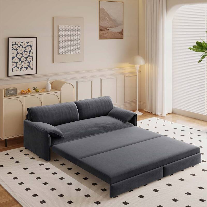 3-in-1 Convertible Sleeper with Side Storage,Multi-Functional Loveseat for Various Spaces