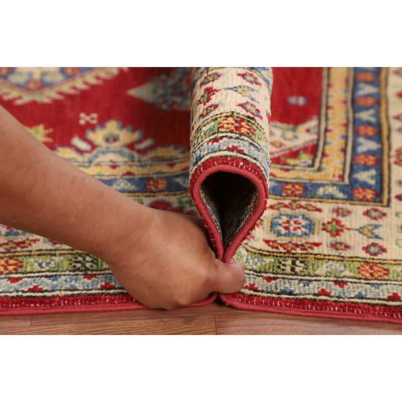 Red Kazak Accent Rug Handmade Wool Carpet - 3'4" x 5'2"