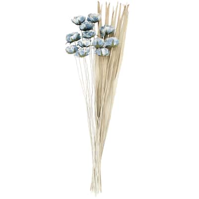 Dried Plant Tall Natural Foliage with White Stems - Blue - Roche River Decor - 12"W x 12"L x 50"H