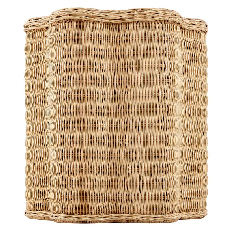 Erika Scalloped Natural Rattan Side Table