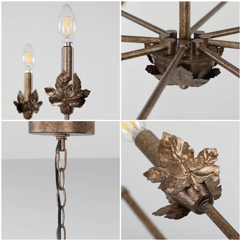 8-Light Rustic Industrial Chandelier with Adjustable 60'' Chain