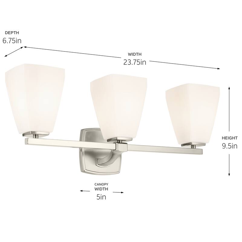 Kichler Lighting Marant 23.75" 3-Light Vanity Light with Opal Glass in Brushed Nickel