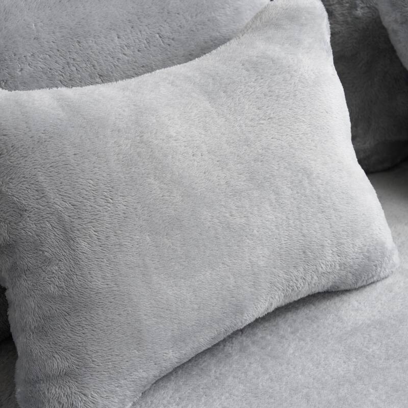 Queen Size Modern White Floor Sofa with 4 Pillows Required