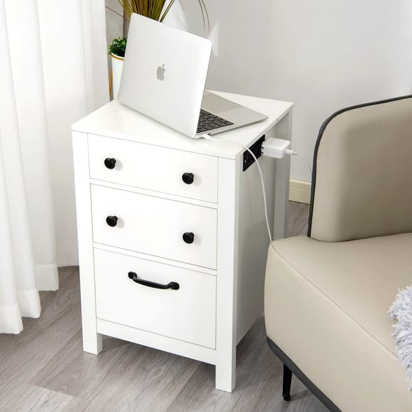 Nightstand with Charging Station,Bed Side Table with 3 Different Sizes