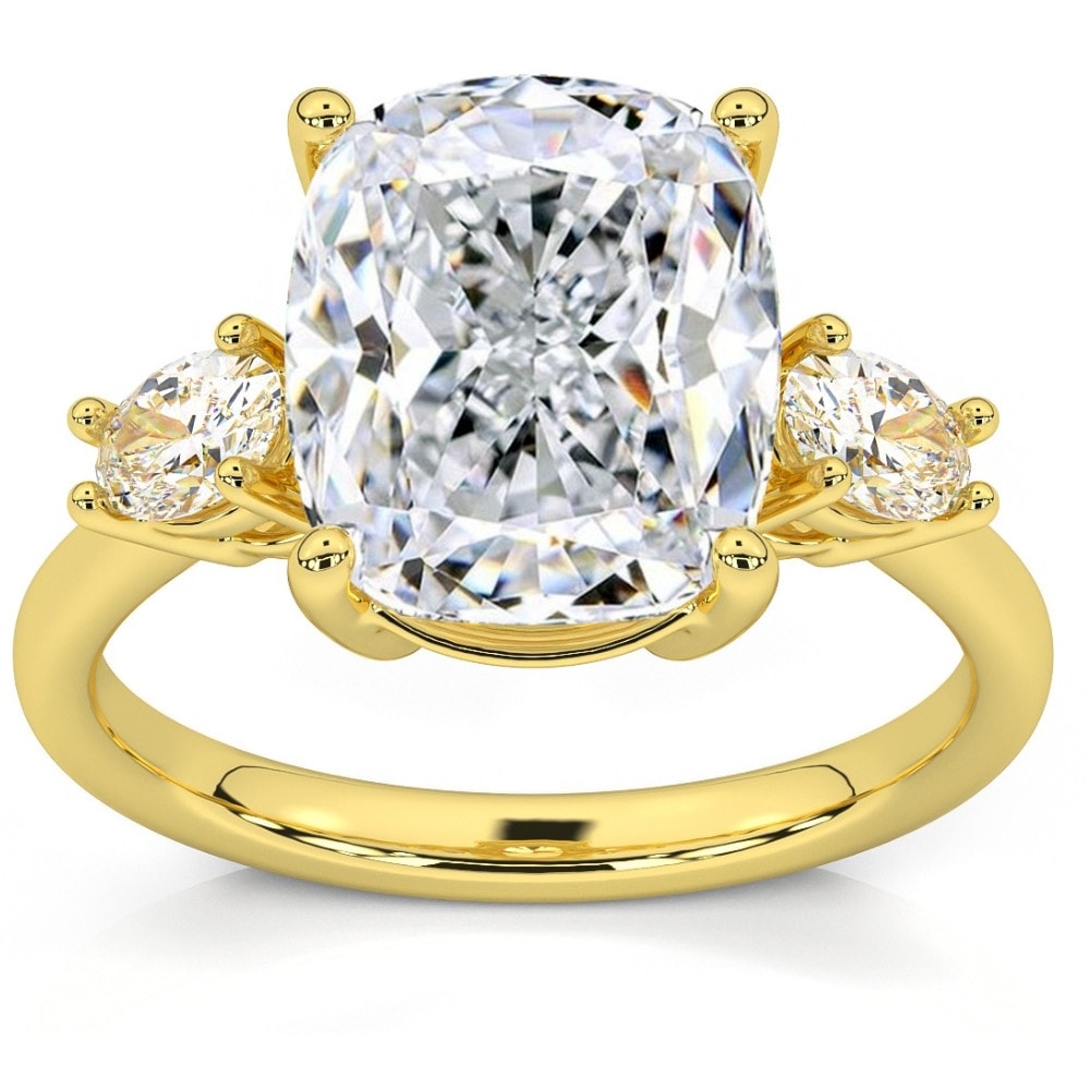 Bliss Diamond Certified 6Ct Cushion Cut 3-Stone Diamond Engagement