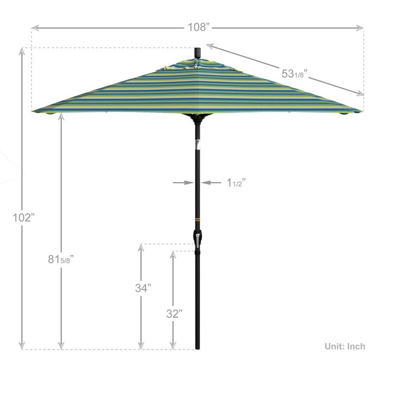 California Umbrella 9' Round Crank Lift Push Button Tilt Black Aluminum Patio Umbrella with Sunbrella Spectrum Dove Fabric