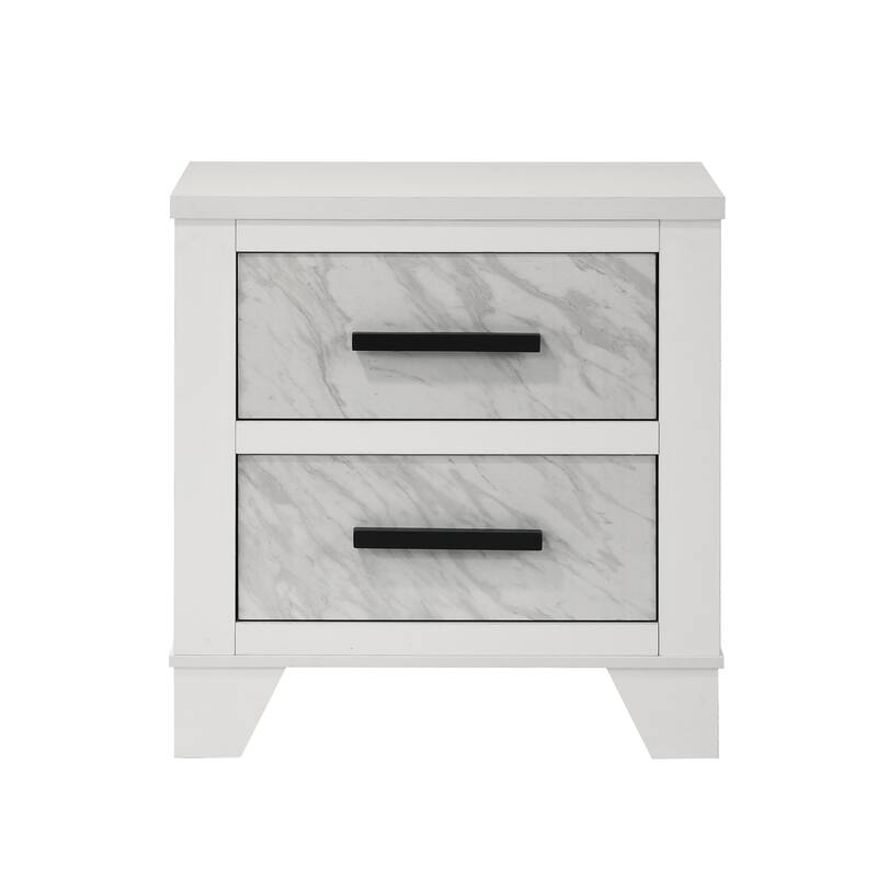 Furniture of America Loris Modern White Wood 2-Drawer Nightstand