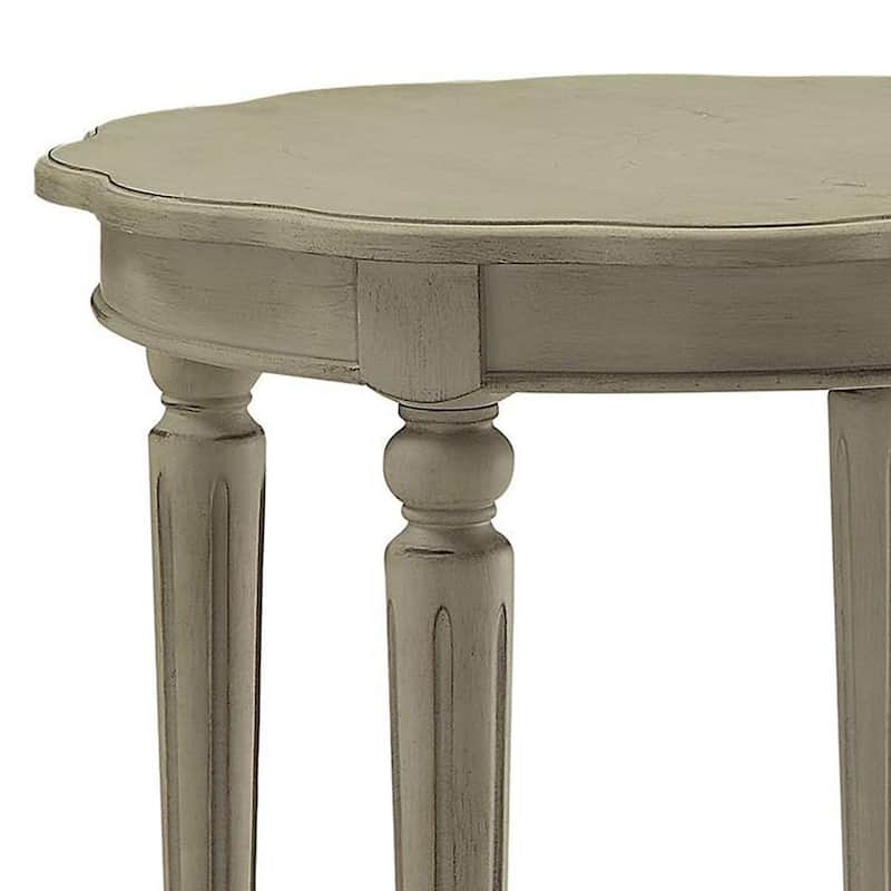 24 in. Antique White Round Wood End Table, Sturdy Build End Side Table for Living Rooms