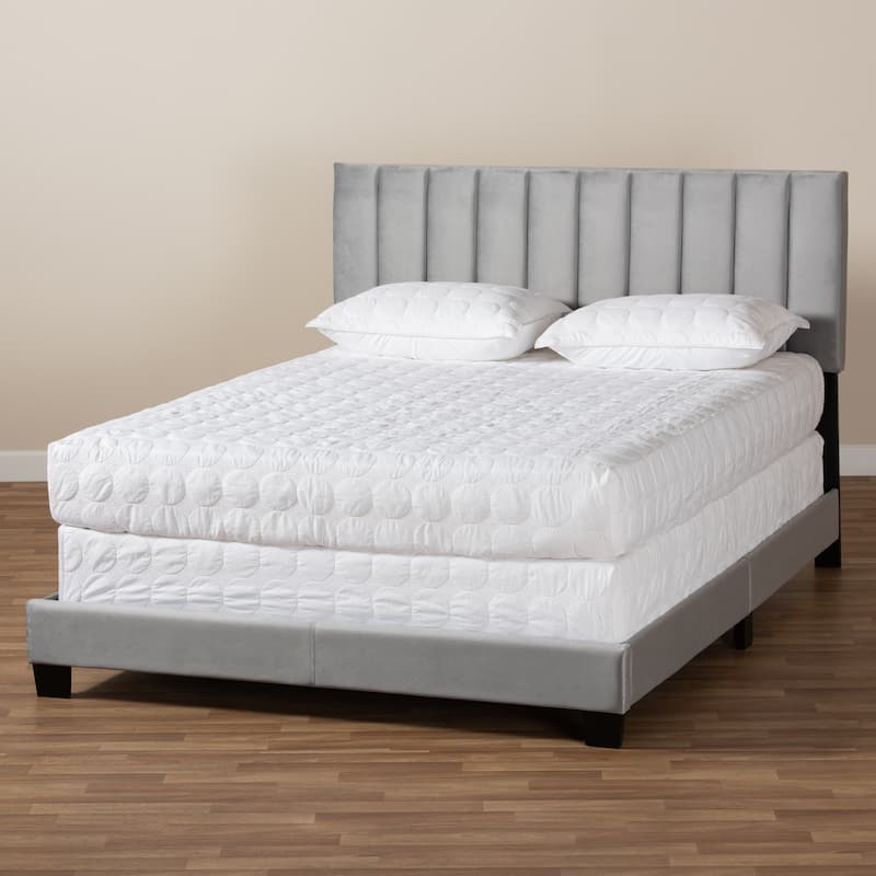 Silver Orchid Sten Glam and Luxe Upholstered Panel Bed with Headboard