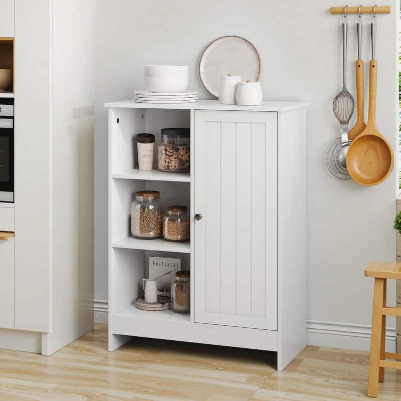 Free Standing Cabinet, Sideboard and Buffet Storage with Doors, Wood Accent Cabinet with Storage, Console Table - White B