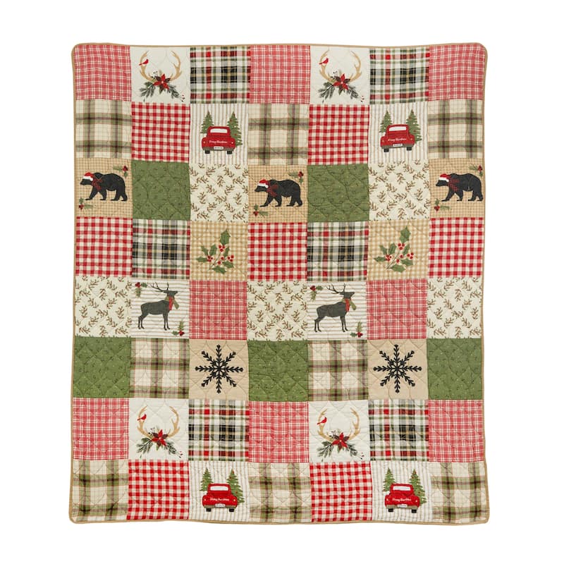 Your Lifestyle by Donna Sharp Holly Forest Cotton Quilted Throw - Green/Red - 50"x60"