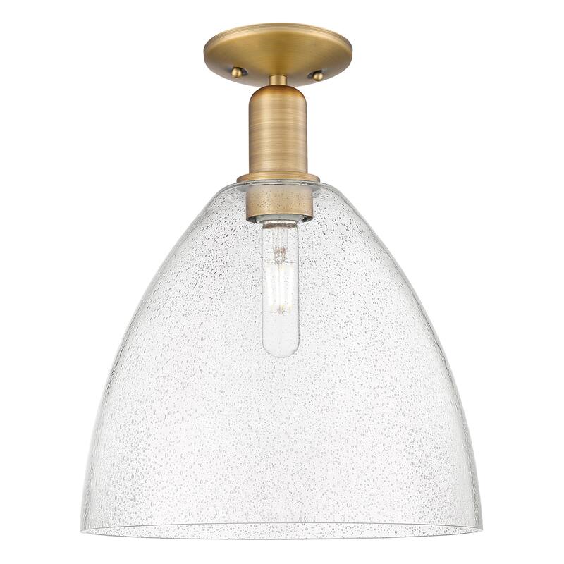 Innovations Lighting Endless Possibilities Arcadia - Bristol - 1 Light 12" Semi-Flush Mount - Brushed Brass/Seedy