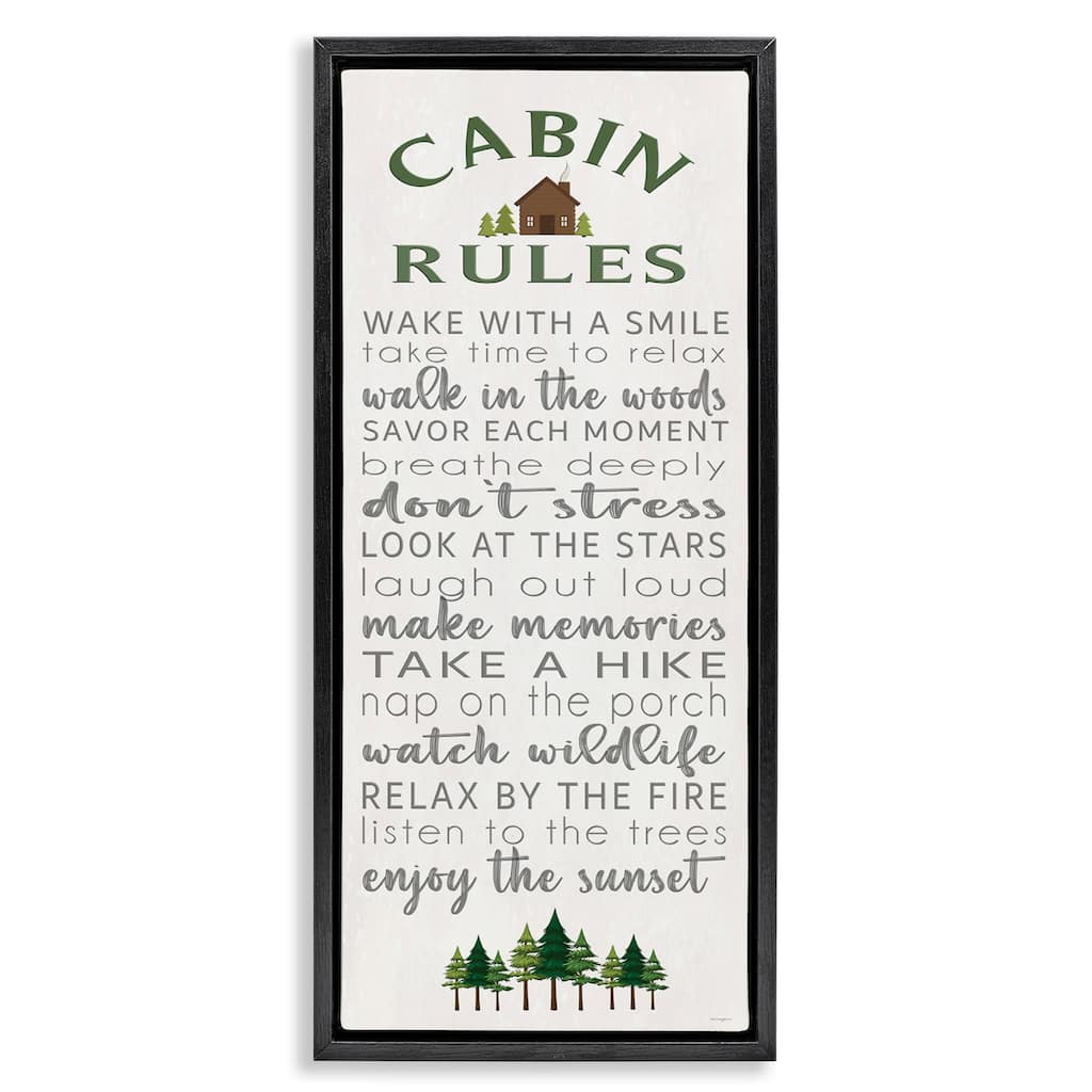 Stupell Fun Rustic Cabin Rules Framed Floater Canvas Wall Art Design By Seven Trees Design