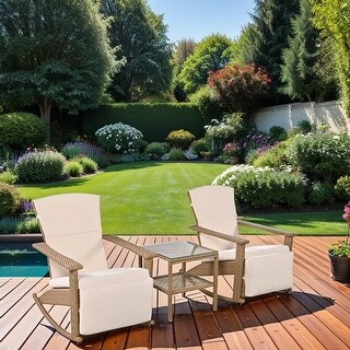 Adjustable Outdoor Wicker Double Rocking Chair with Coffee Table - Bed ...