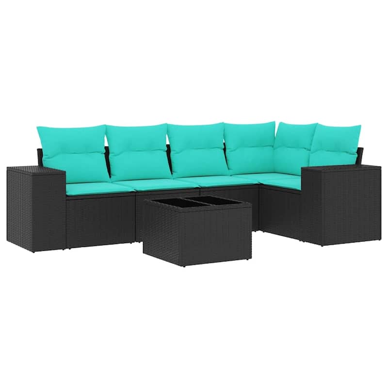 vidaXL 5/6 Piece Patio Sofa Set with Cushions Gray/Brown/Black Poly Rattan - 24.4" x 24.4" x 27.2"