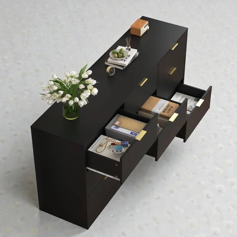 9-Drawer Modern Dresser with Handle-Free Design, Wood Storage Chest for Bedroom or Entryway