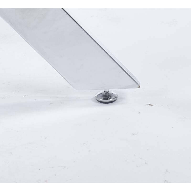 Round Glass Dining Table for 4-Person, Kitchen Table with Tempered Glass Top & Cross Metal Legs, Leisure Table for Small Places