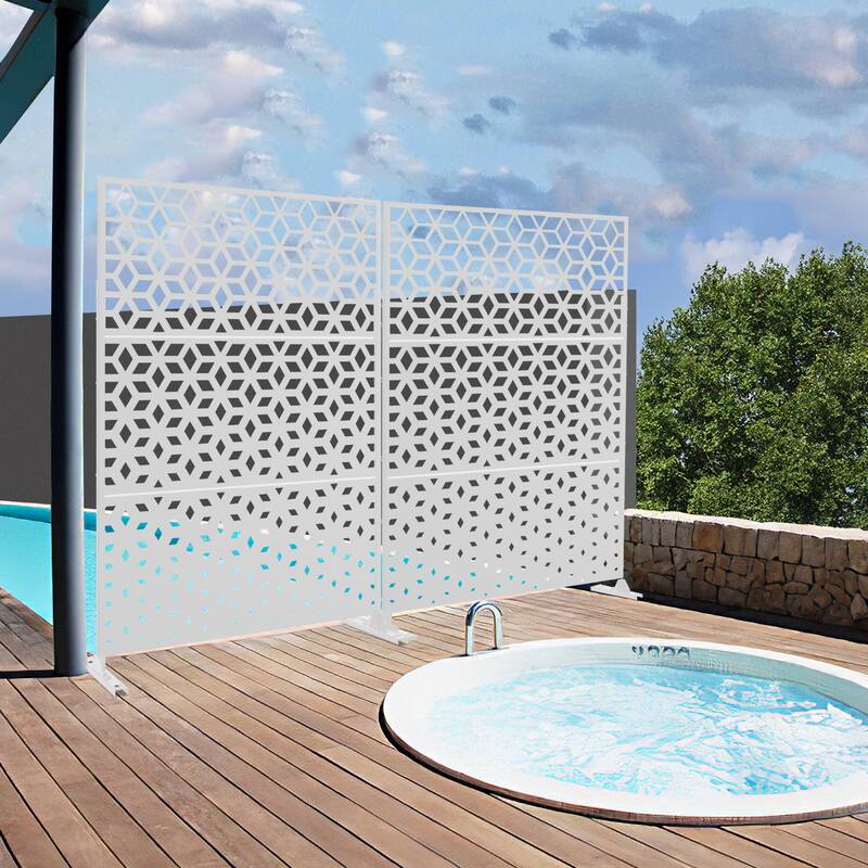 Metal Privacy Screen Wall Decoration Free Standing-6.3 ft. H X 4 ft. W