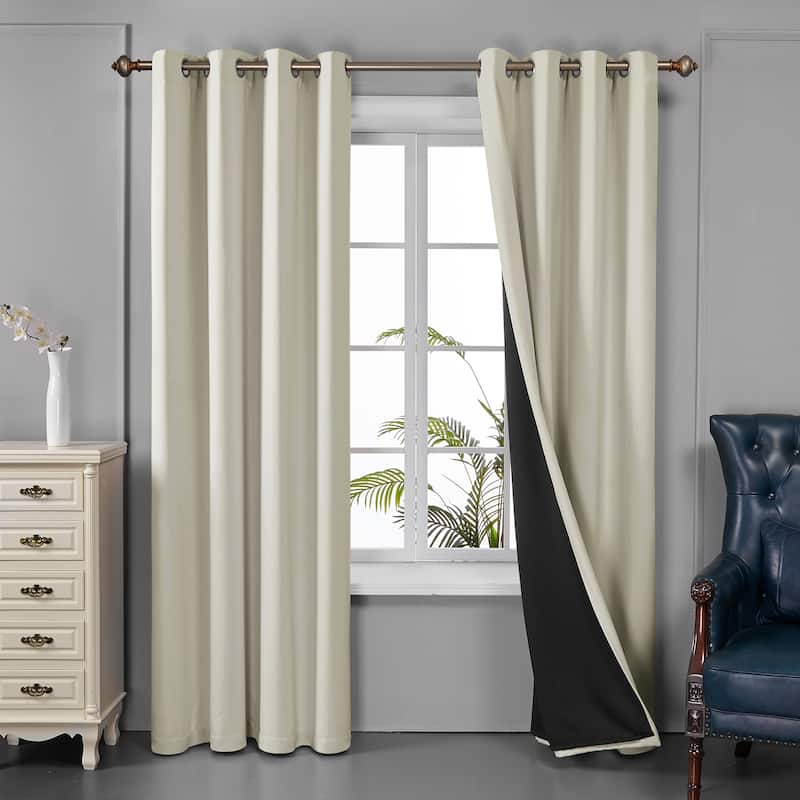 Deconovo 100 Percent Blackout Double Layers Lined Curtain (2 Panel)
