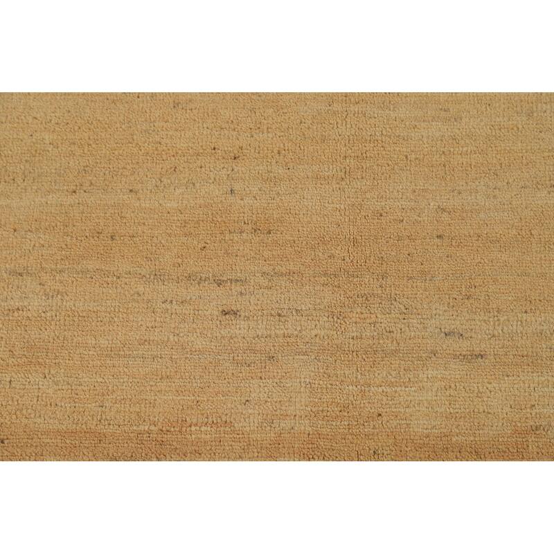 Gold Striped Modern Gabbeh Oriental Rug Handmade Wool Carpet - 4'10"x 6'6"