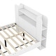 preview thumbnail 8 of 7, White Full Size Platform Bed with Storage Bookshelf Headboard
