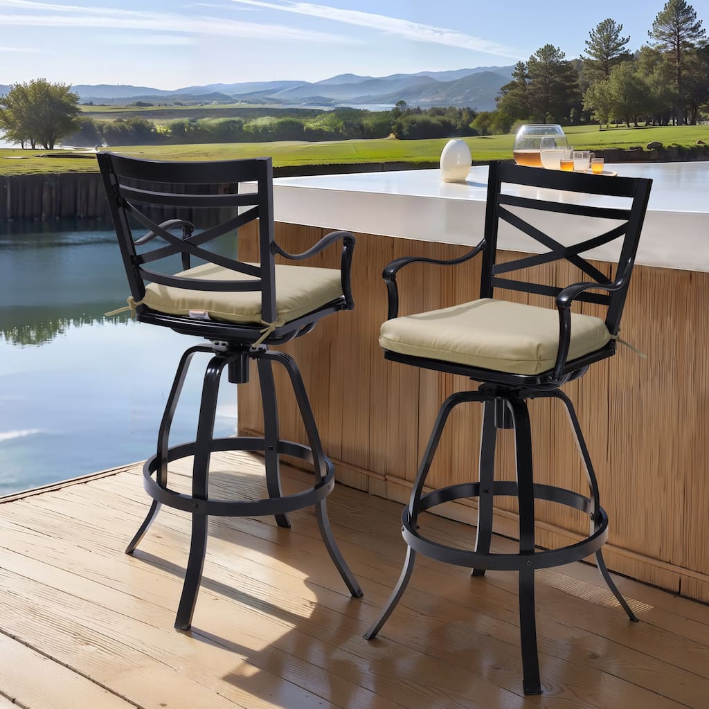 Outdoor Aluminum Patio Swivel Bar Stool Bar Chair with Sunbrella Cushion