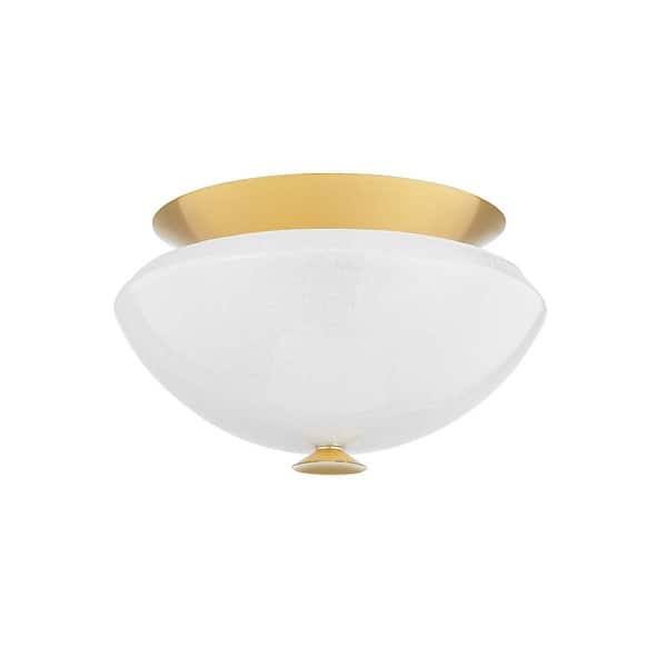slide 2 of 5, Hudson Valley Lighting 1102 Pawtucket 2 Light 15" Wide Flush Mount Aged Brass / Soft White