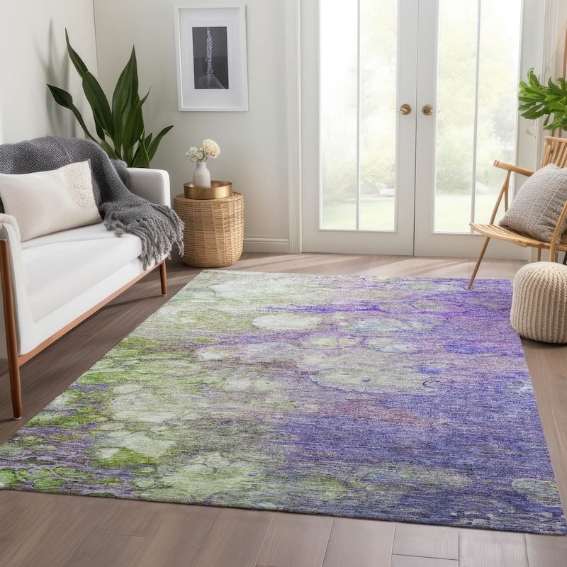Machine Washable Indoor/ Outdoor Chantille Modern Abstract Rug - Purple - 10' x 14'