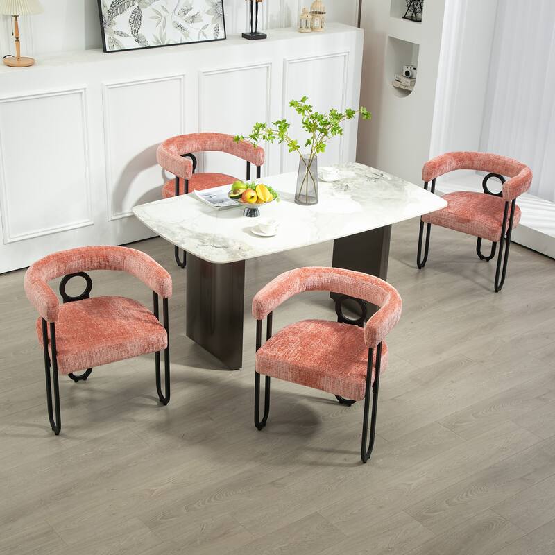 Fabric Upholstered Kitchen Side Dining Chair with Cushion, Backrest, Non Slip Feet for Dining Room Kitchen Living Room Bedroom