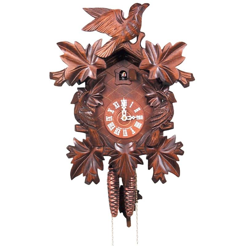 14" Brown Orange White Engstler Full Size Weight-Driven Cuckoo Clock