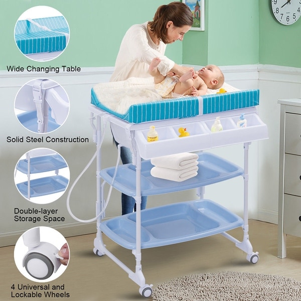 Shop Costway Baby Infant Bath Changing Table Diaper ...
