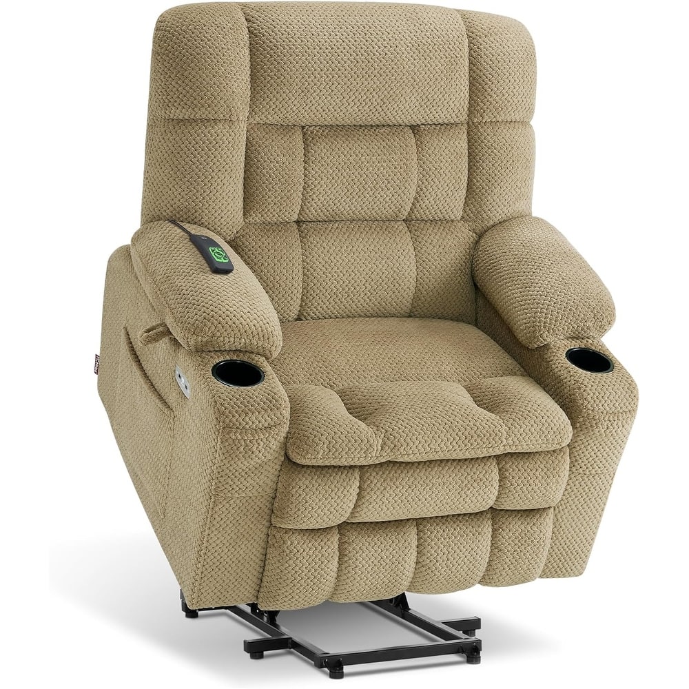 MCombo Dual Motor Power Lift Recliner Chair with Massage and Heat, Infinite Position, Fabric R7894 (Small-Wide)