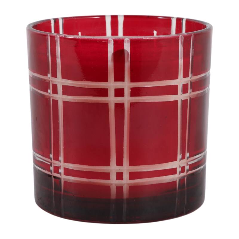 Decorative Glass Wax Warm Vanilla Scented Candle - 4", Red & White - 4.0"
