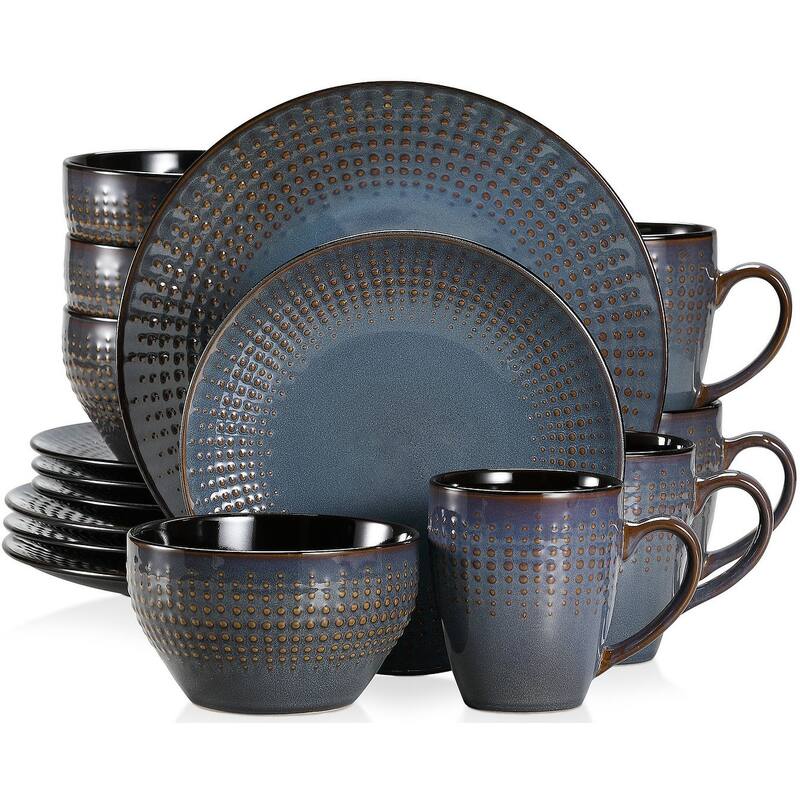 vancasso Embossed Stoneware 16-Piece Dinnerware Set, Service for 4