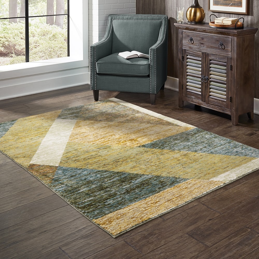 Style Haven Stephan Modern Art-deco Inspired Yellow/Gold Area Rug