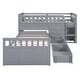 preview thumbnail 19 of 24, L-shaped Space-Saving Twin Loft and Platform Bed with 7 Drawers and Full Guardrails