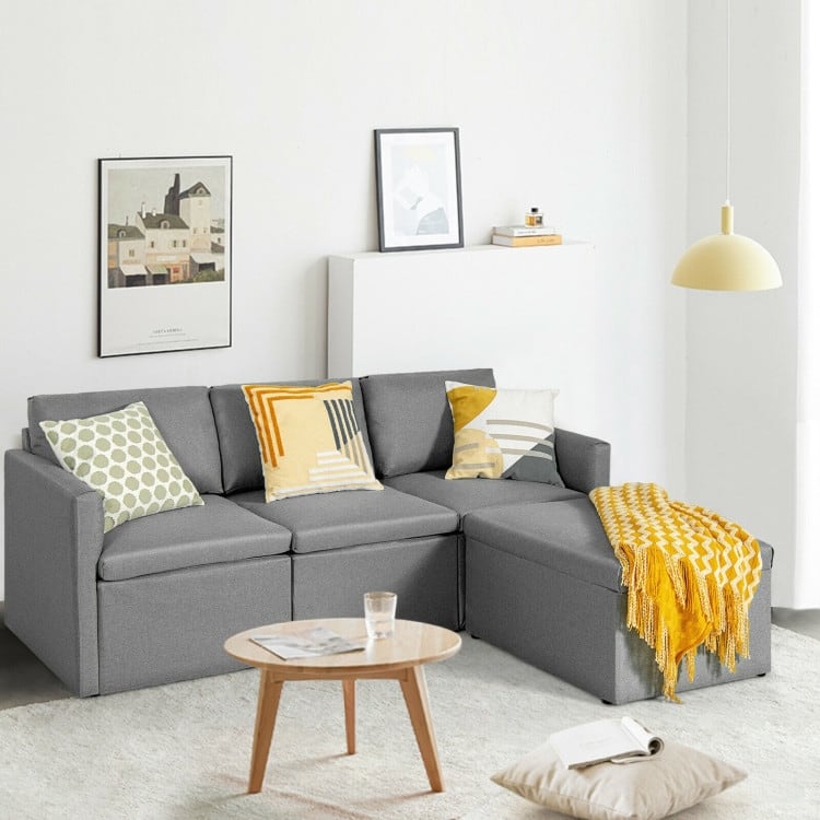 Convertible L-Shaped Sectional Sofa Couch with Reversible Chaise - 75.5" x 58.5" x 31.5" (W x D x H)