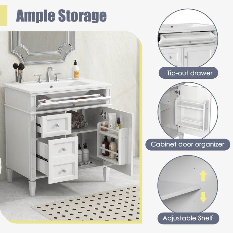 30" Bathroom Vanity with Ceramic Sink