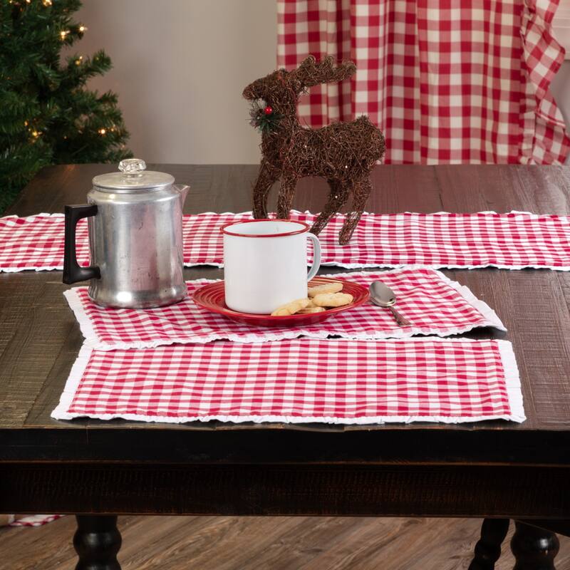 Emmie Placemat Set - Placemat 12x18 - Holly Berry Red/Bright White