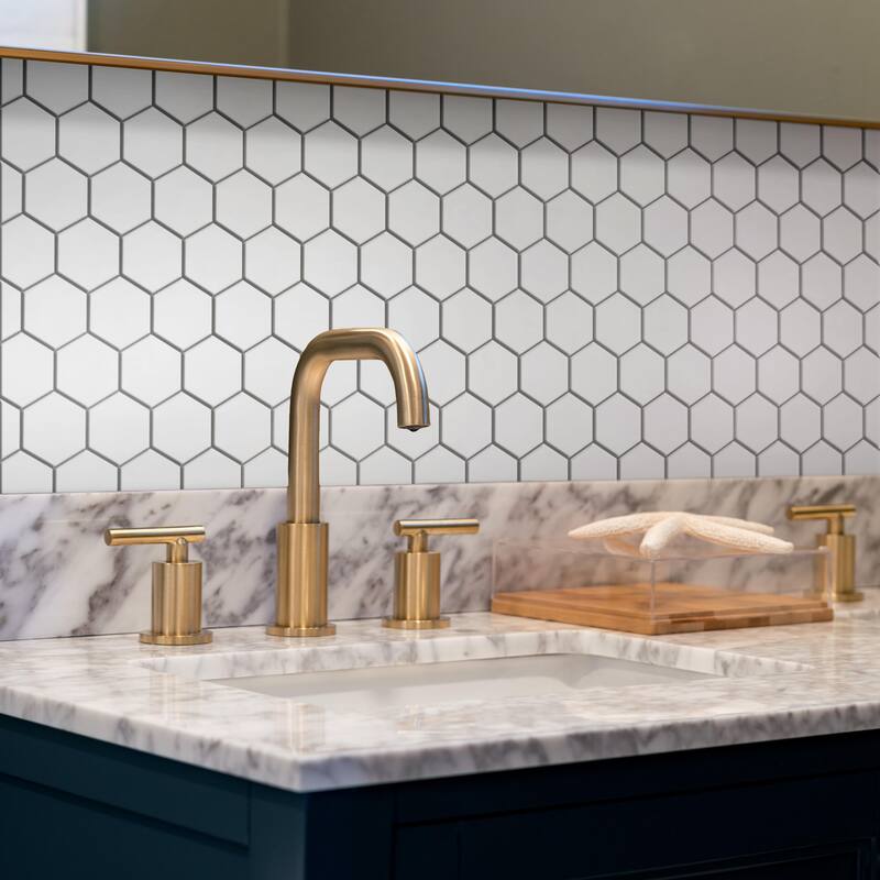 Merola Tile Metro Super Hex Series Matte White 10" x 11-1/2" Porcelain Mosaic Tile