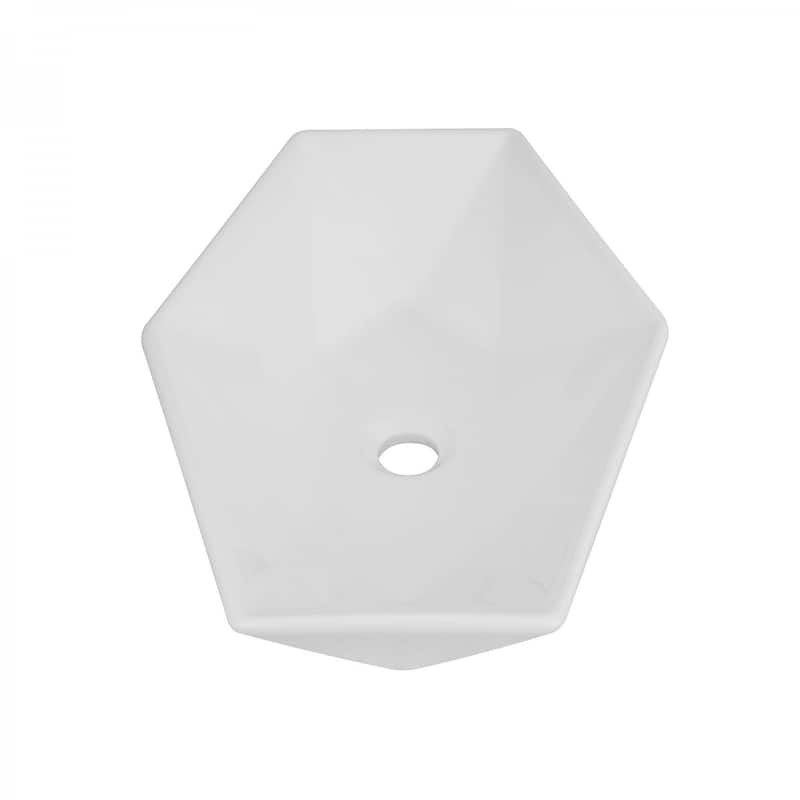 HEXY White Ceramic Hexagonal Countertop Vessel Sink