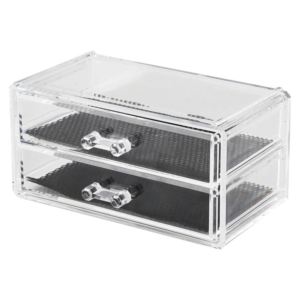 2-Layers Acrylic Multi-fuctional Makeup Organizer Storage Box Cosmetic Holder - 7.4"x4.53"x3.66"